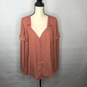 City Chic Womens Terracotta Blouse Top Size M